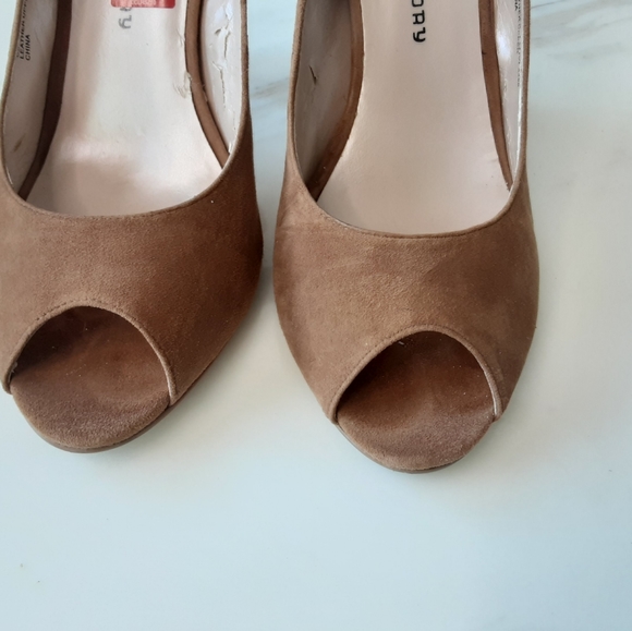 CHINESE LAUNDRY Cupcakes Dark Camel Suede Leather Peep-Toe Sling Backs Sz. 10 - Picture 5 of 7